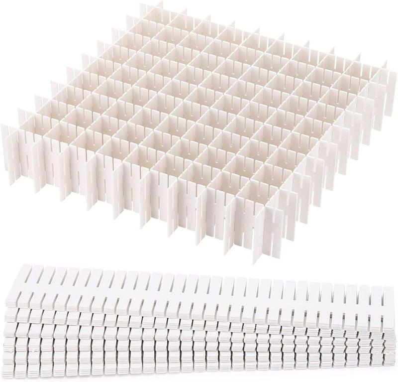 acDesign 40Pcs Grid Drawer Dividers, Adjustable Drawer Organizer for Socks, Underwear, Lingerie, Makeup, Bedroom Office Kitchen Storage (White) - Image 1